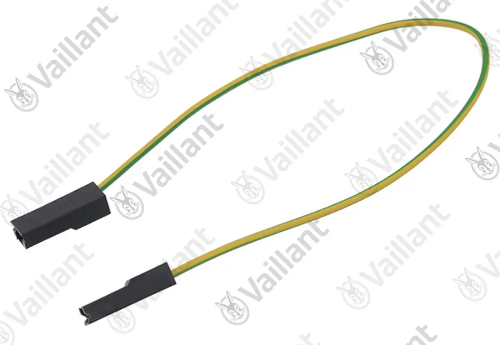 Vaillant Kabel mit zwei Steckverbindern und grüner sowie gelber Isolierung, geeignet für elektrische Anschlüsse in Heizsystemen.